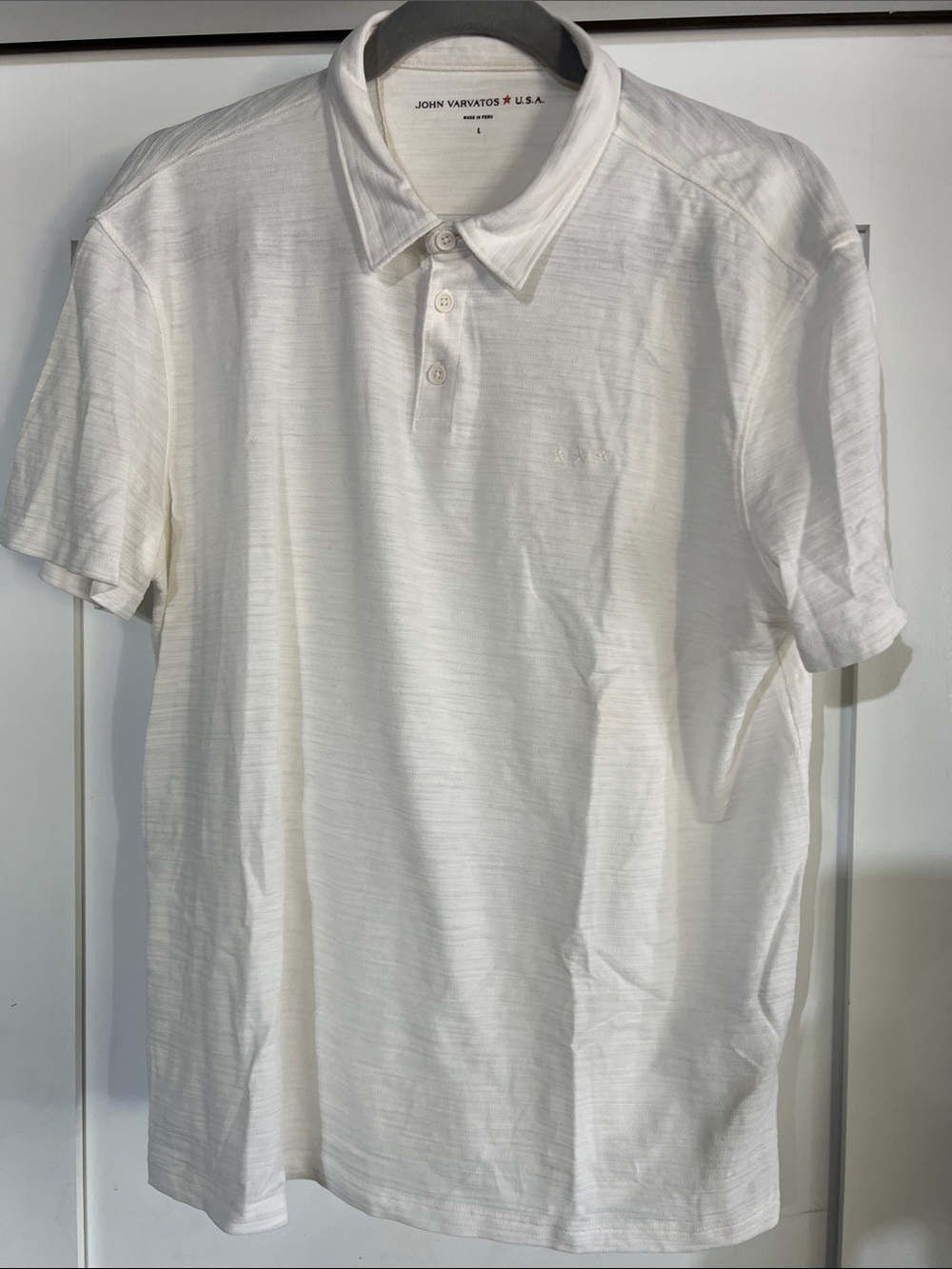 John Varvatos Cream Short Sleeve Polo Shirt
